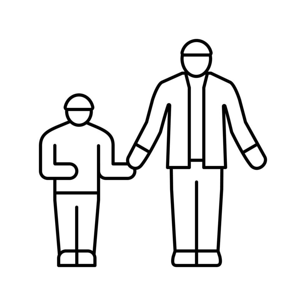 vater und sohn friseur linie symbol vektor illustration