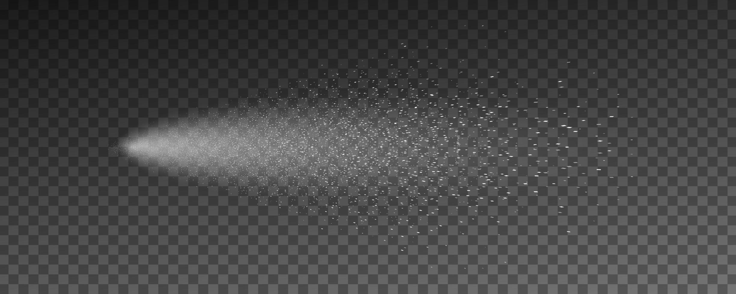 Wassersprühschablone isoliert auf dunklem transparentem Hintergrund. vektor