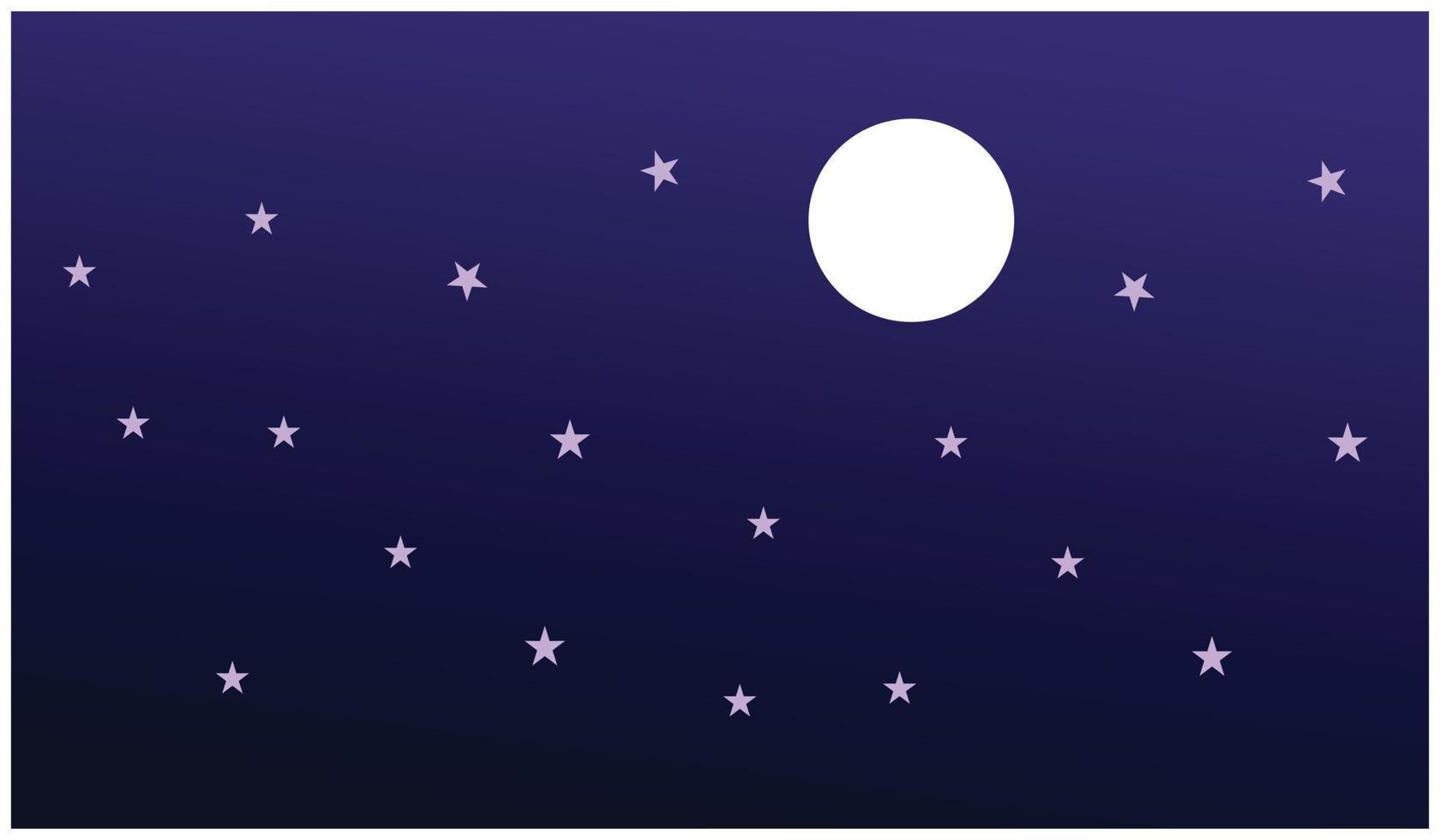 Nachthimmel mit Sternen und Mond. Vektorillustration für Ihr Design. dunkler Himmelshintergrund, geeignet für Nachtillustrationen. ein heller Vollmond, der mit Sternen übersät ist vektor