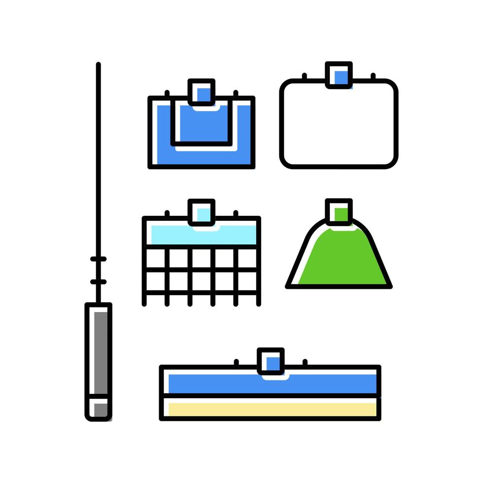 reinigungswerkzeuge aquarium fisch farbe symbol vektor illustration