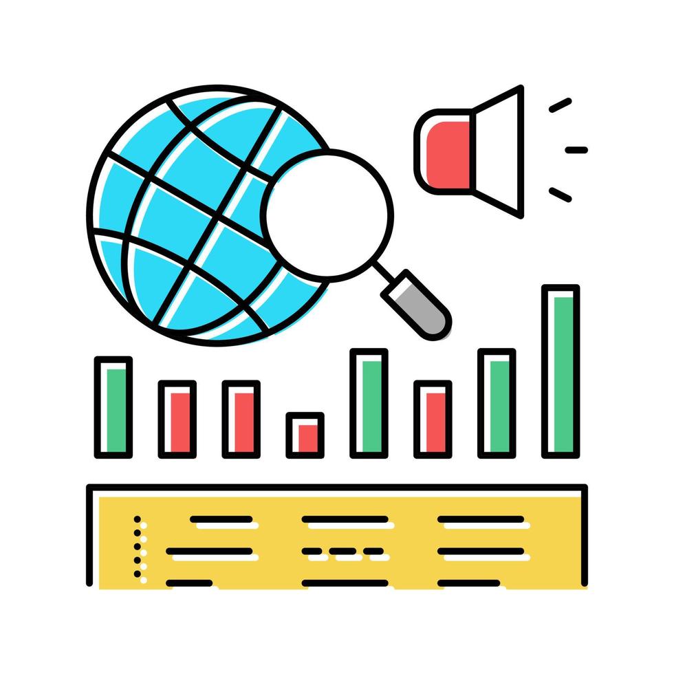 nachrichtenberichterstattung analyse farbe symbol vektor illustration