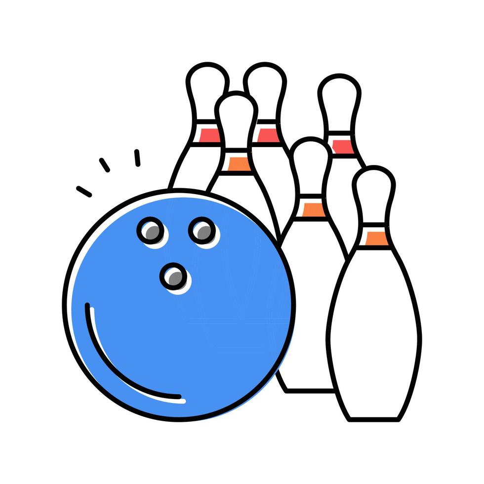 Bowlingspiel Farbe Symbol Vektor Illustration