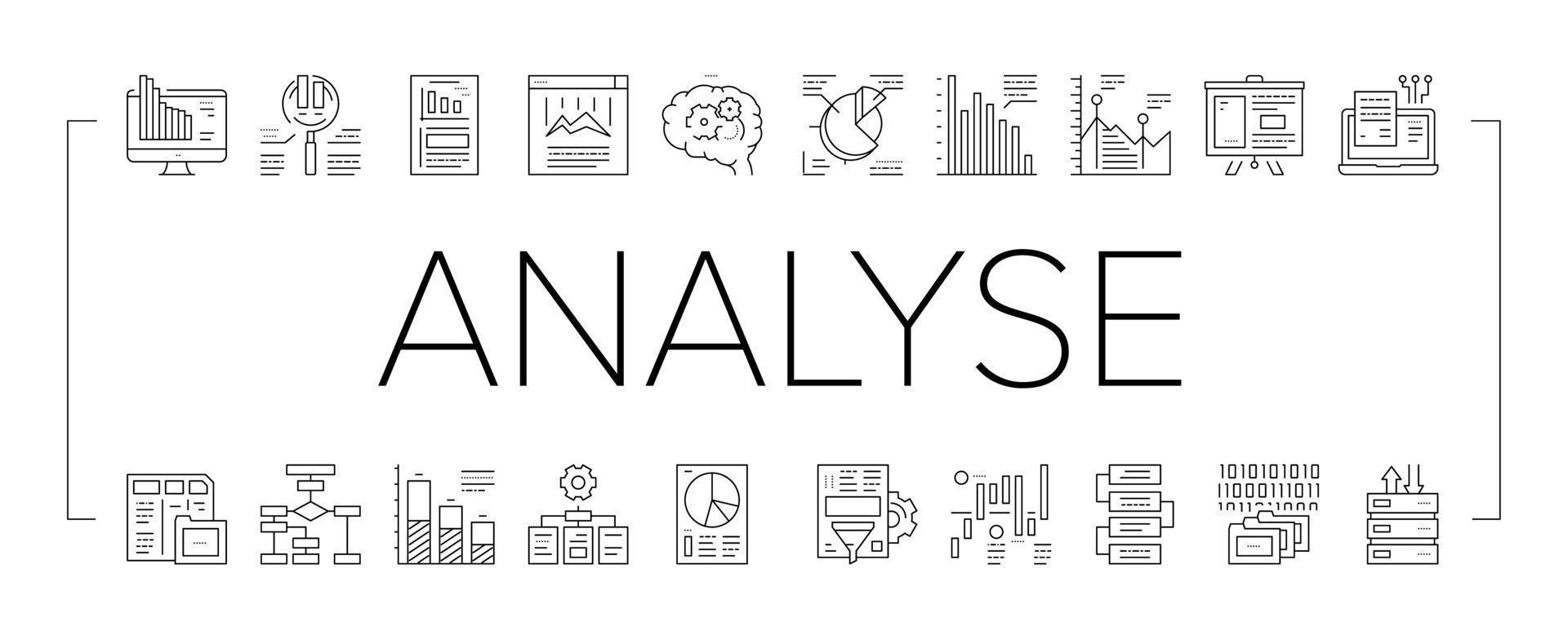 Analysieren Sie Infografik-Sammlungssymbole Set-Vektor vektor