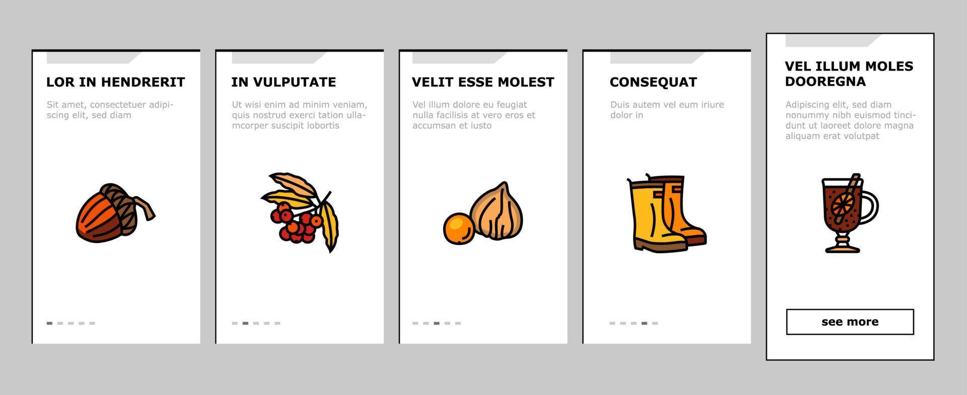 herbst herbst blatt natur saison onboarding icons set vektor