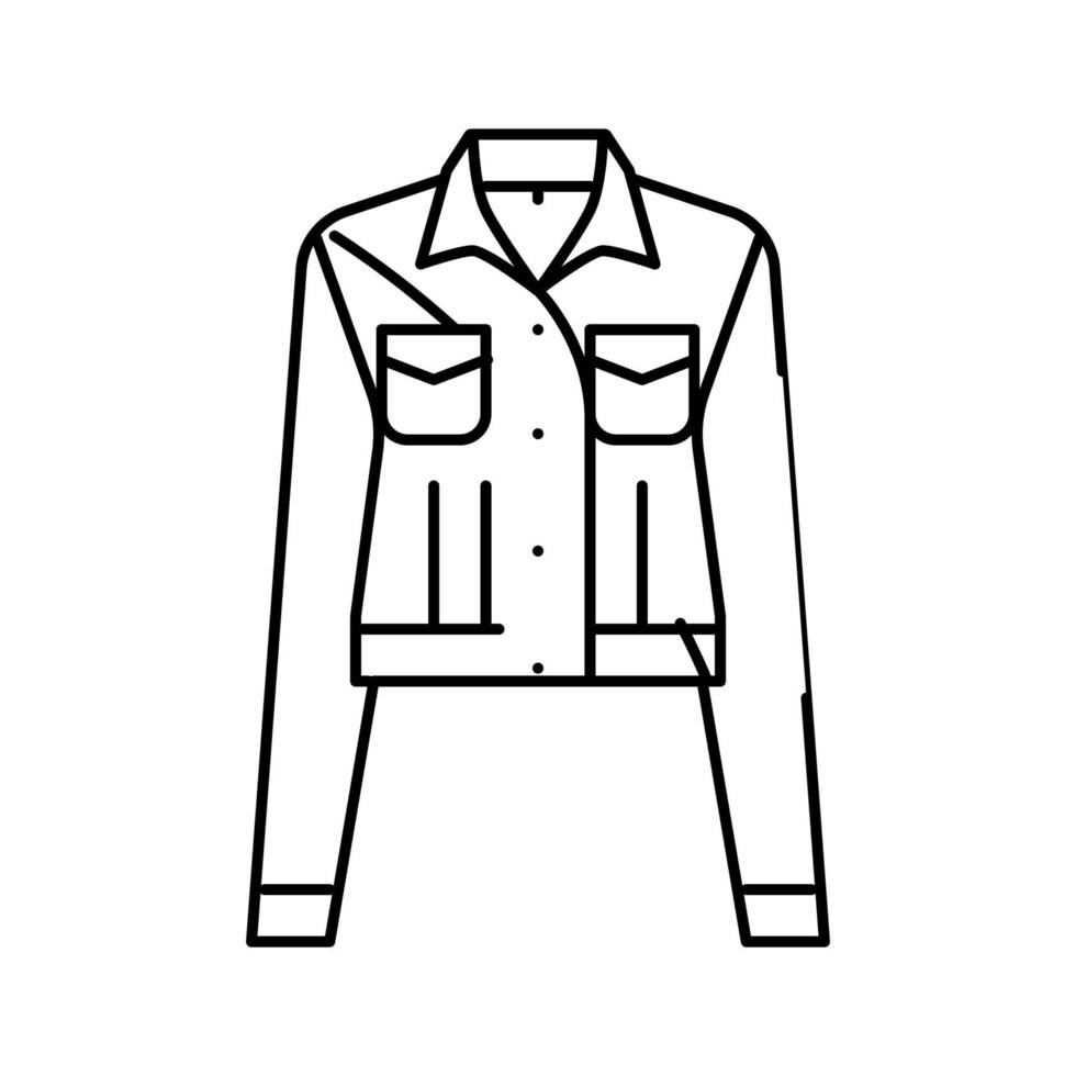 denim jacka ytterkläder kvinna linje ikon vektor illustration