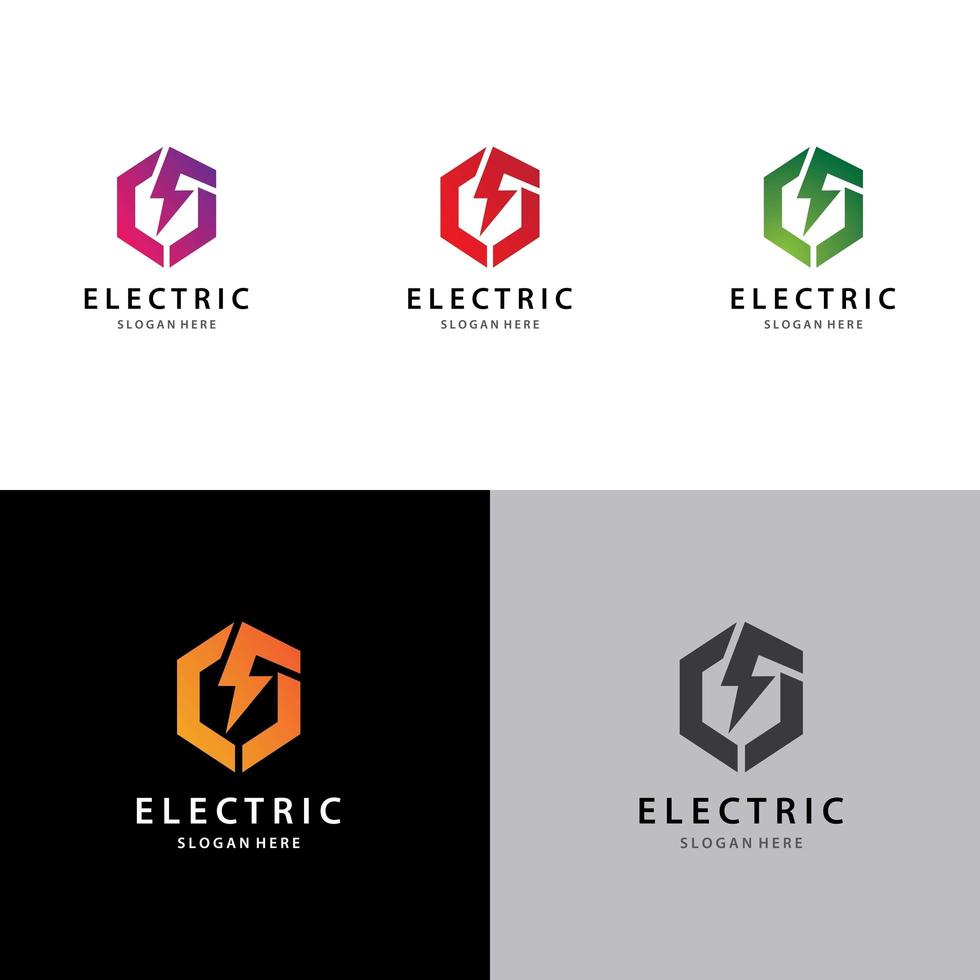 elektrisk logotyp ikonuppsättning vektor