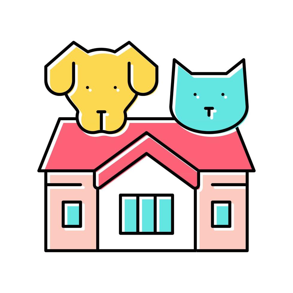 hem för katt och hund färg ikon vektor illustration