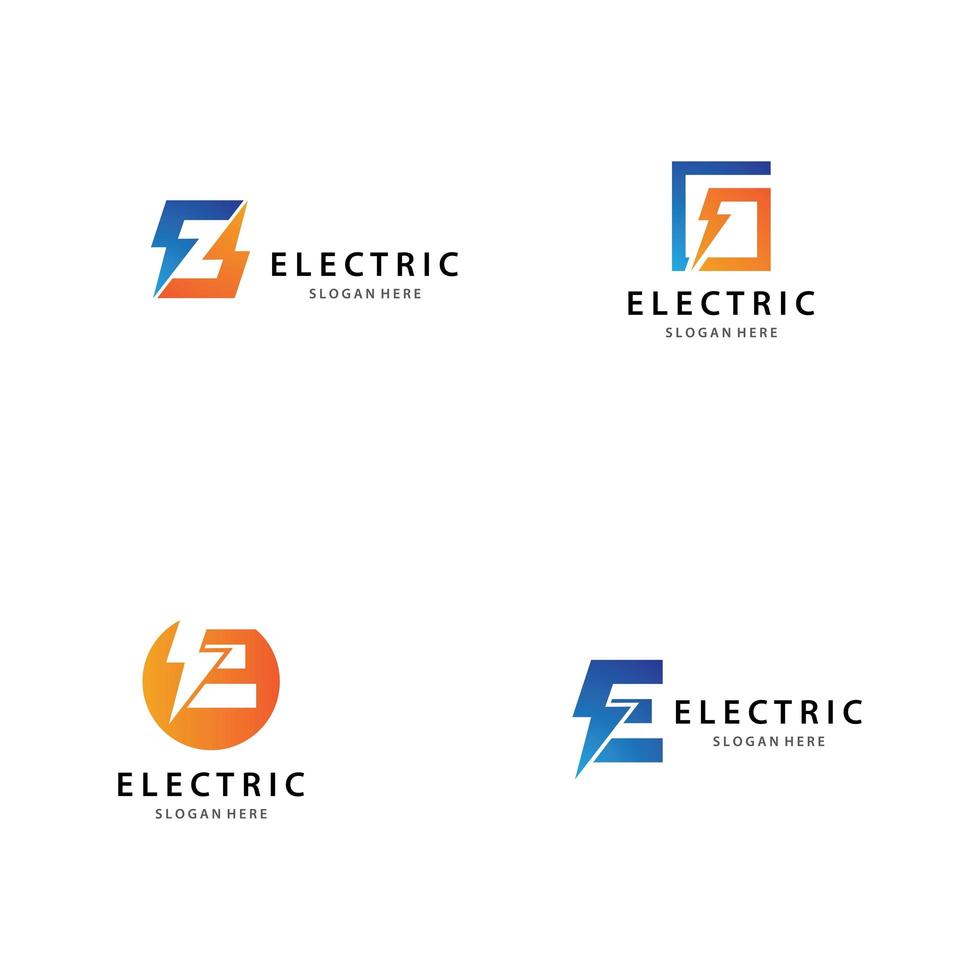 elektrisk logotyp ikonuppsättning vektor