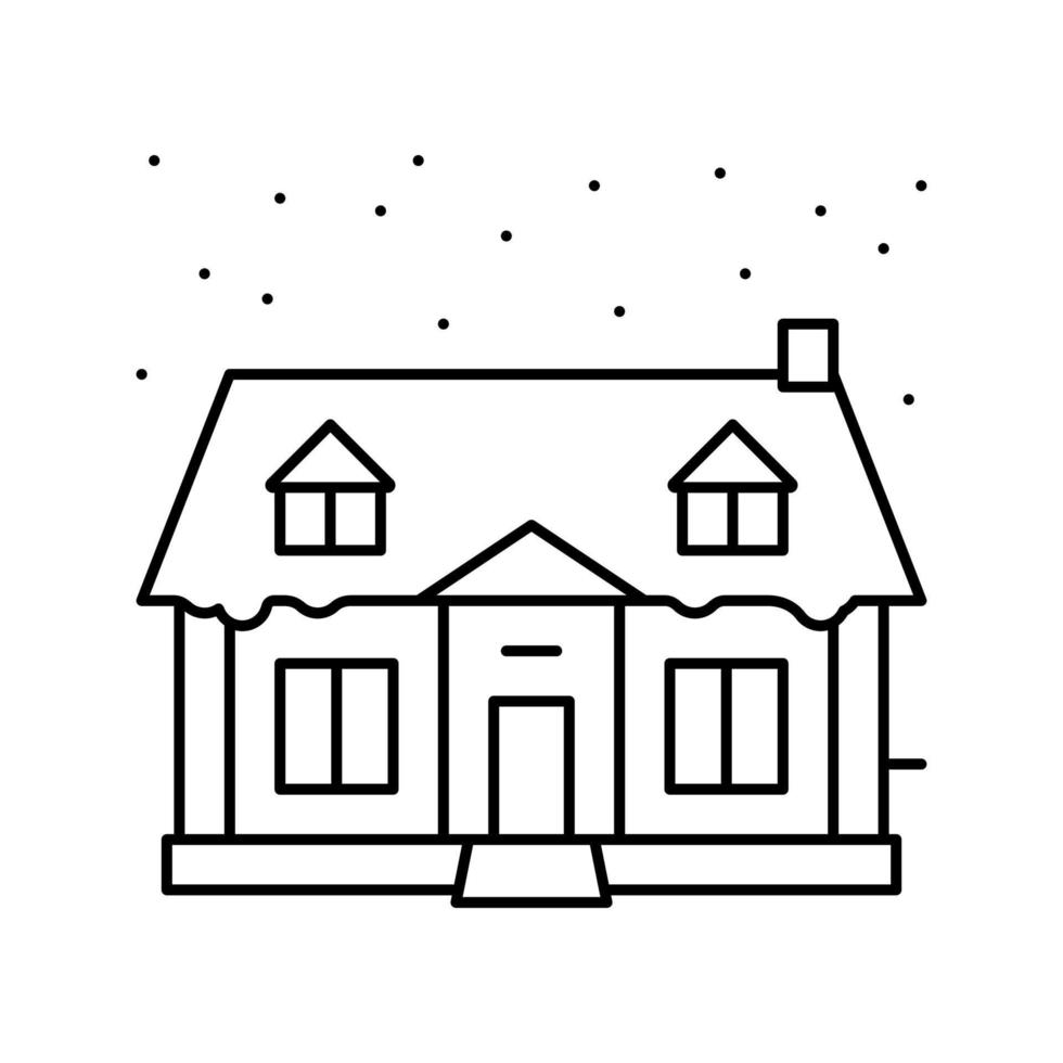 hus vinter- linje ikon vektor illustration