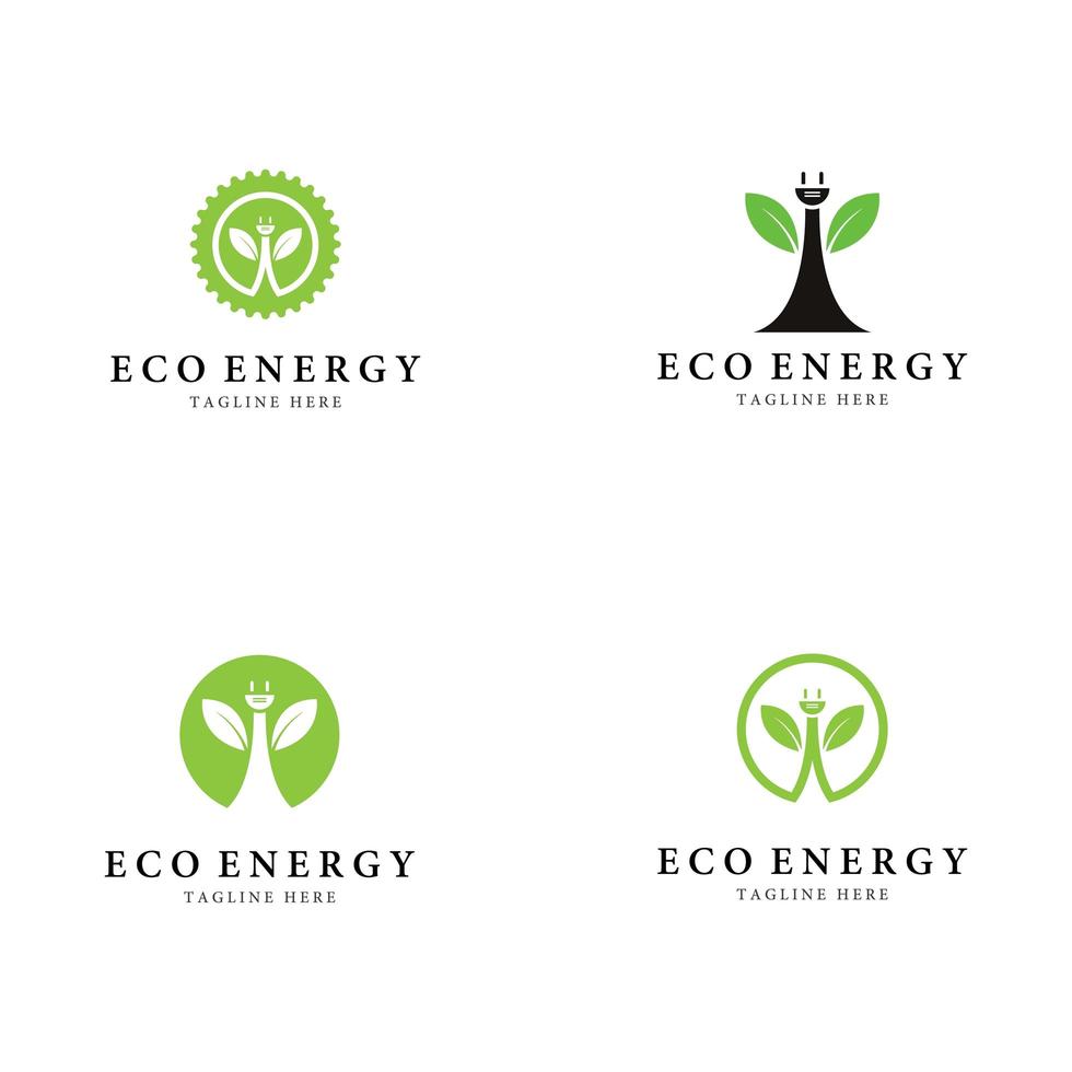 eco energy logo ikonuppsättning vektor