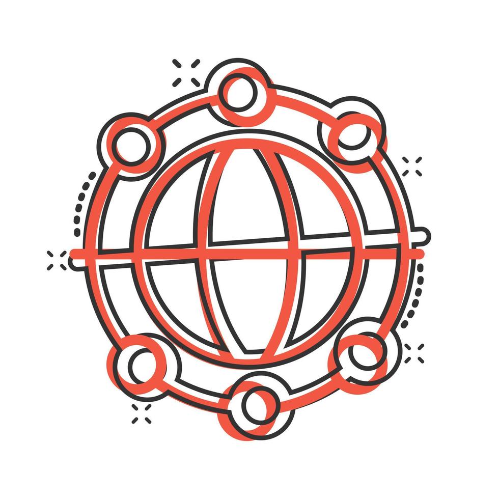 jord planet ikon i komisk stil. klot geografisk tecknad serie vektor illustration på vit isolerat bakgrund. global kommunikation stänk effekt företag begrepp.