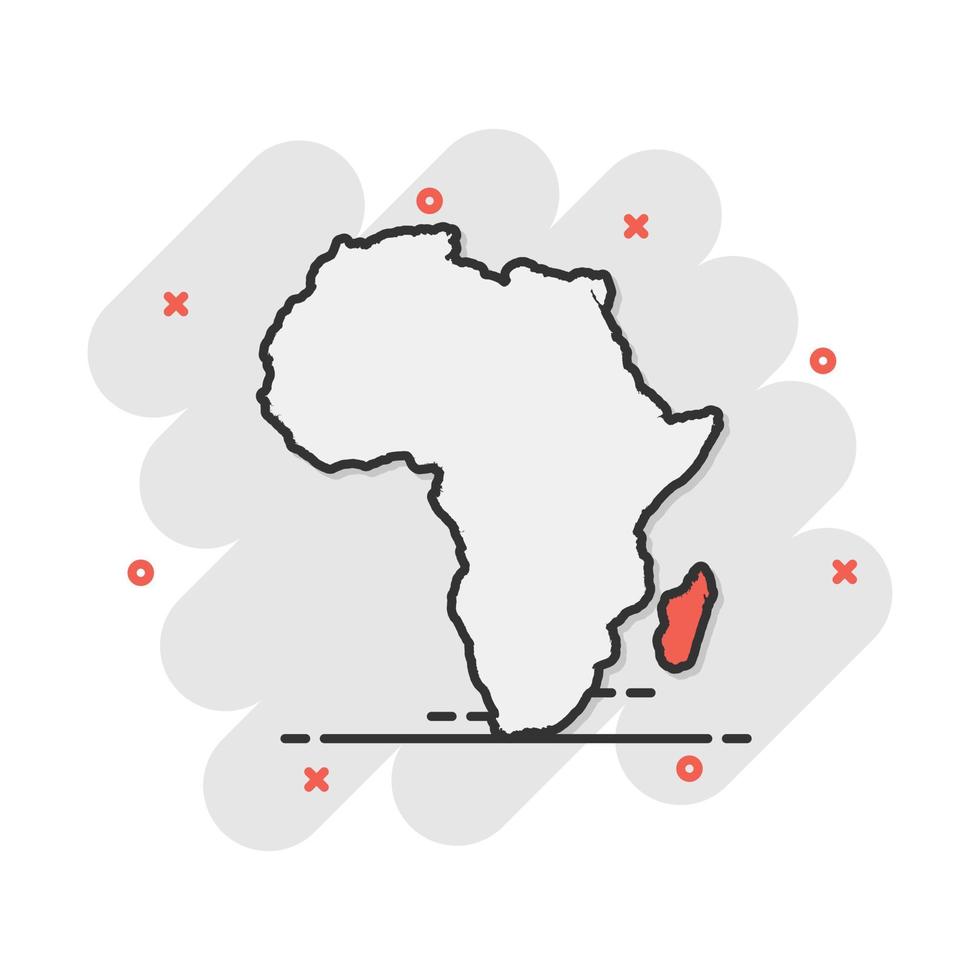 tecknad serie afrika Karta ikon i komisk stil. atlas illustration piktogram. Land geografi tecken stänk företag begrepp. vektor