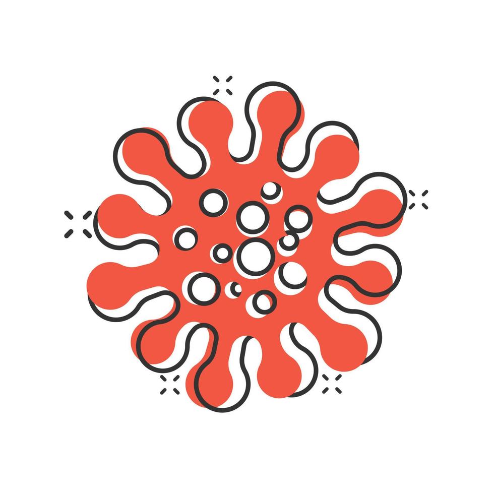 sjukdom bakterie ikon i komisk stil. allergi tecknad serie vektor illustration på vit isolerat bakgrund. mikrob virus stänk effekt företag begrepp.