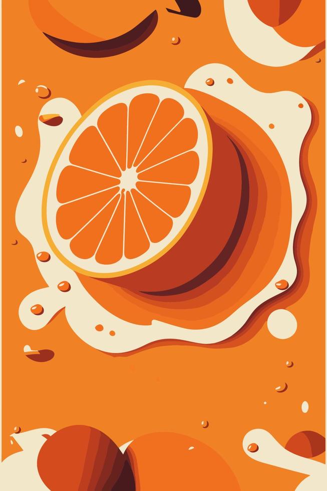 orange juice med skivor av orange på en orange bakgrund. vektor illustration