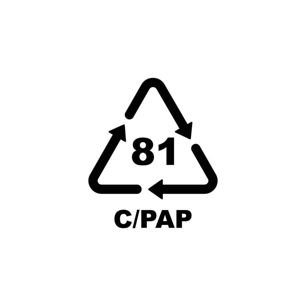 Codesymbol für das Recycling von Kunststoffen. c-Pap-Recycling-Symbol für Kunststoff, einfacher flacher Symbolvektor vektor