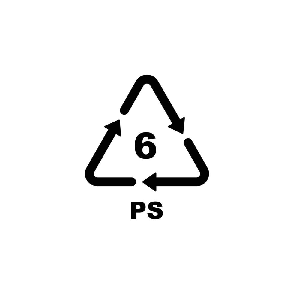 plast återvinning koda symbol. ps återvinning symbol för plast, enkel platt ikon vektor