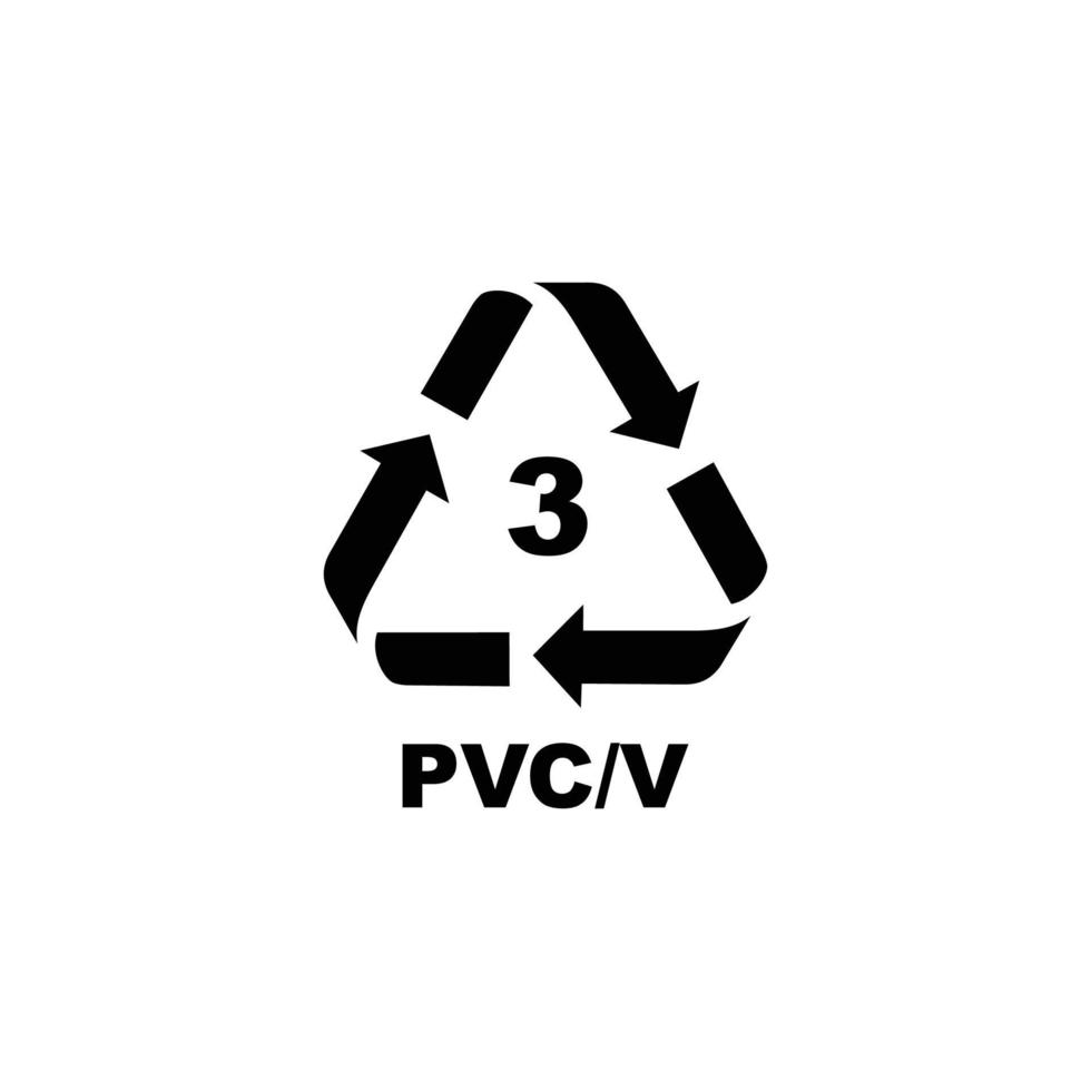 plast återvinning koda symbol. pvcv återvinning symbol för plast, enkel platt ikon vektor