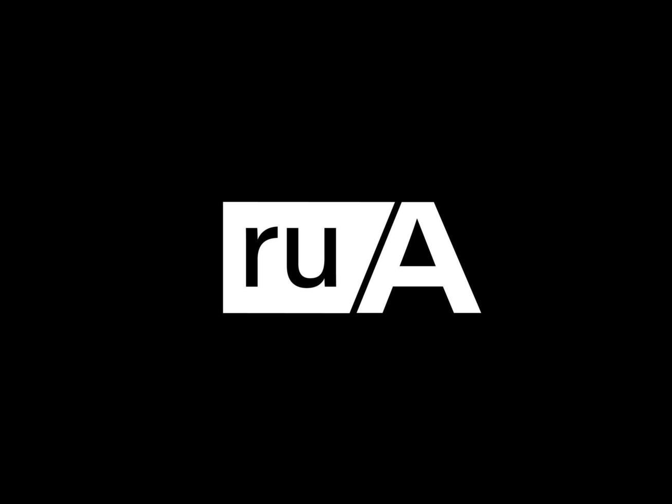 Rua-Logo und Grafikdesign Vektorgrafiken, Symbole isoliert auf schwarzem Hintergrund vektor