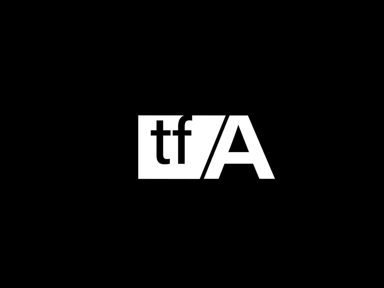 TFA-Logo und Grafikdesign Vektorgrafiken, Symbole isoliert auf schwarzem Hintergrund vektor