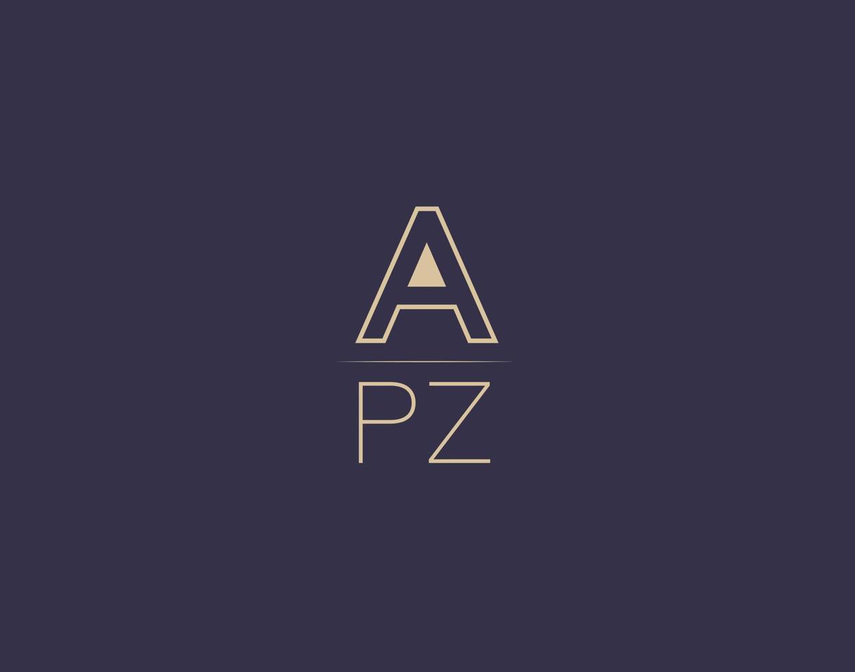 apz Brief Logo Design moderne minimalistische Vektorbilder vektor