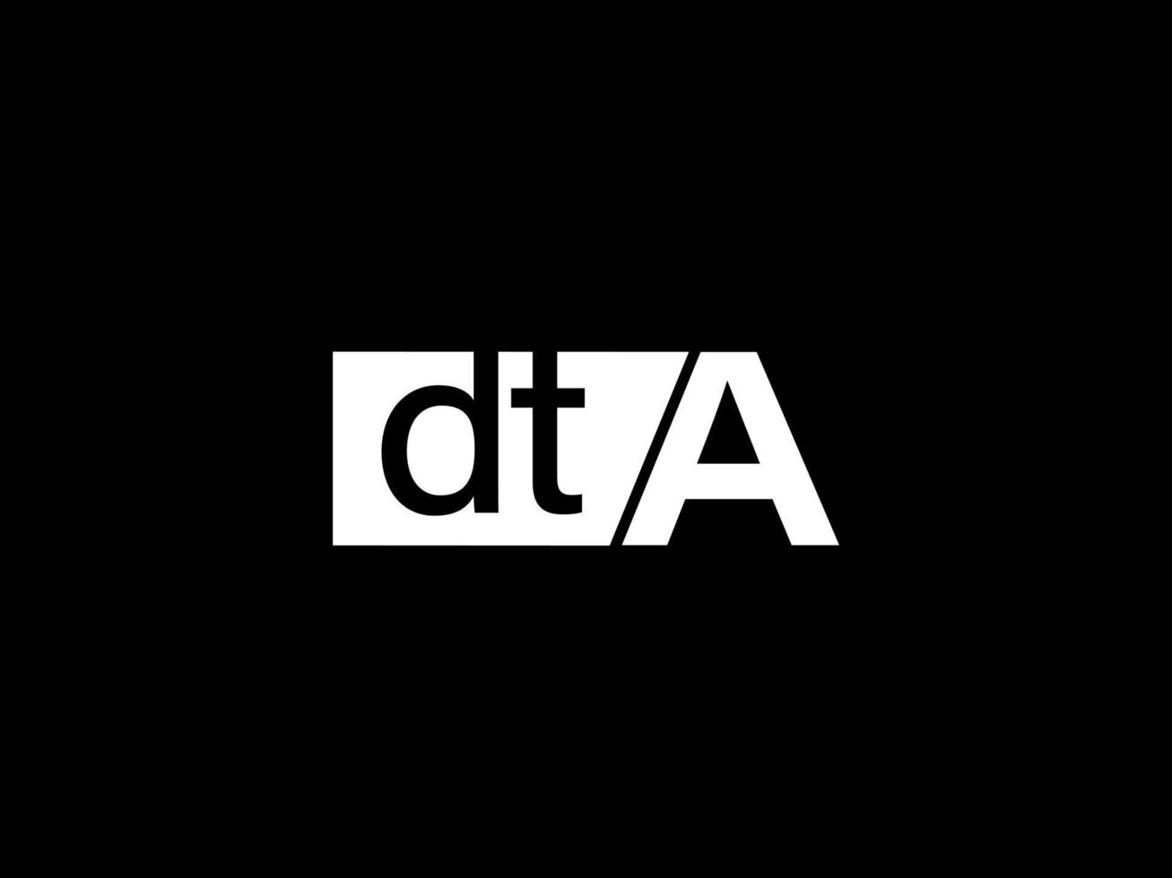 dta-Logo und Grafikdesign Vektorgrafiken, Symbole isoliert auf schwarzem Hintergrund vektor