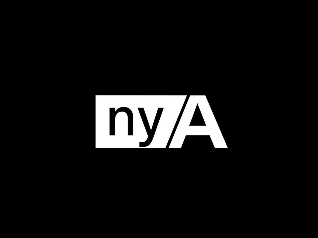 Nya-Logo und Grafikdesign Vektorgrafiken, Symbole isoliert auf schwarzem Hintergrund vektor