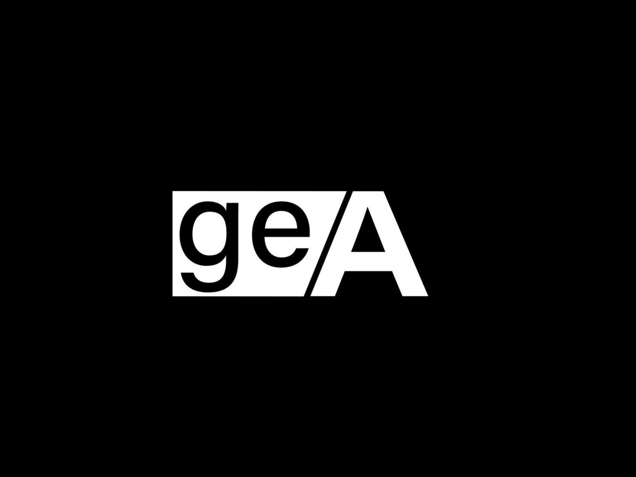 GEA-Logo und Grafikdesign Vektorgrafiken, Symbole isoliert auf schwarzem Hintergrund vektor