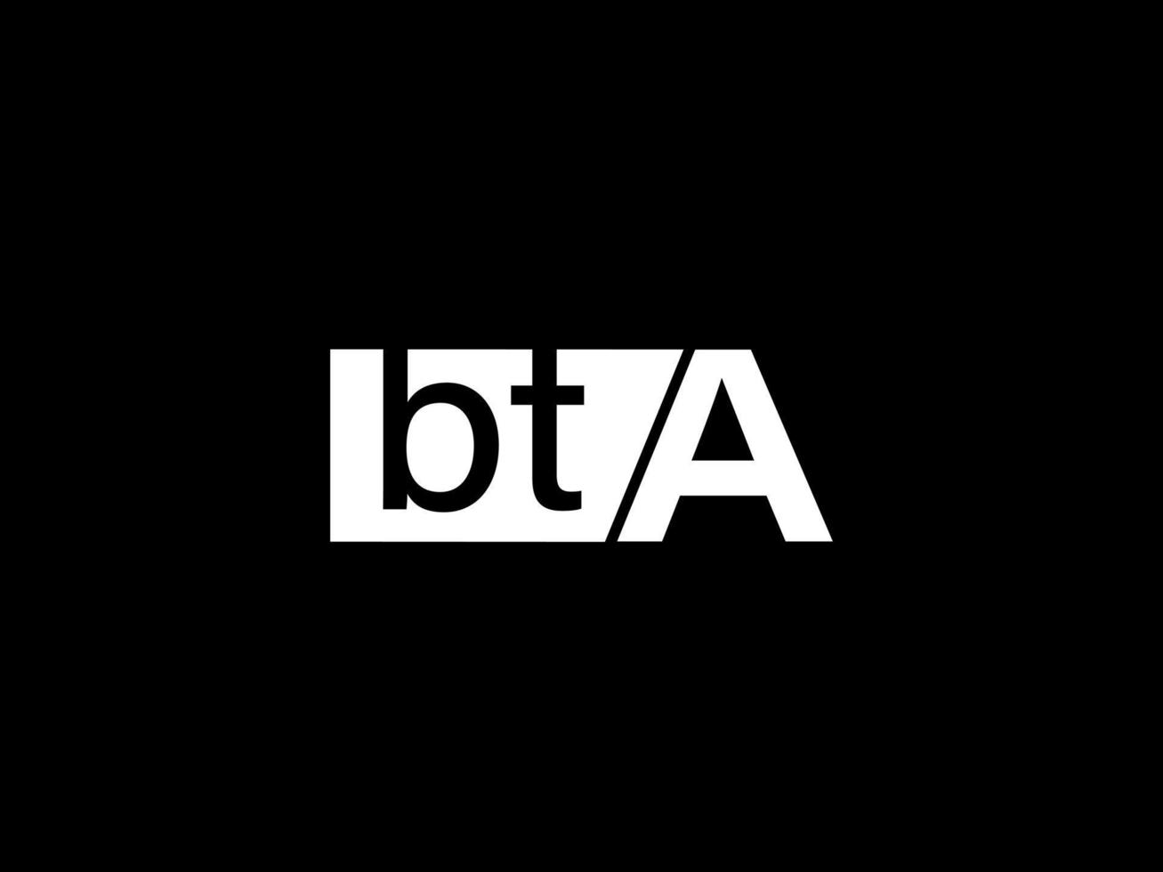 bta-Logo und Grafikdesign Vektorgrafiken, Symbole isoliert auf schwarzem Hintergrund vektor