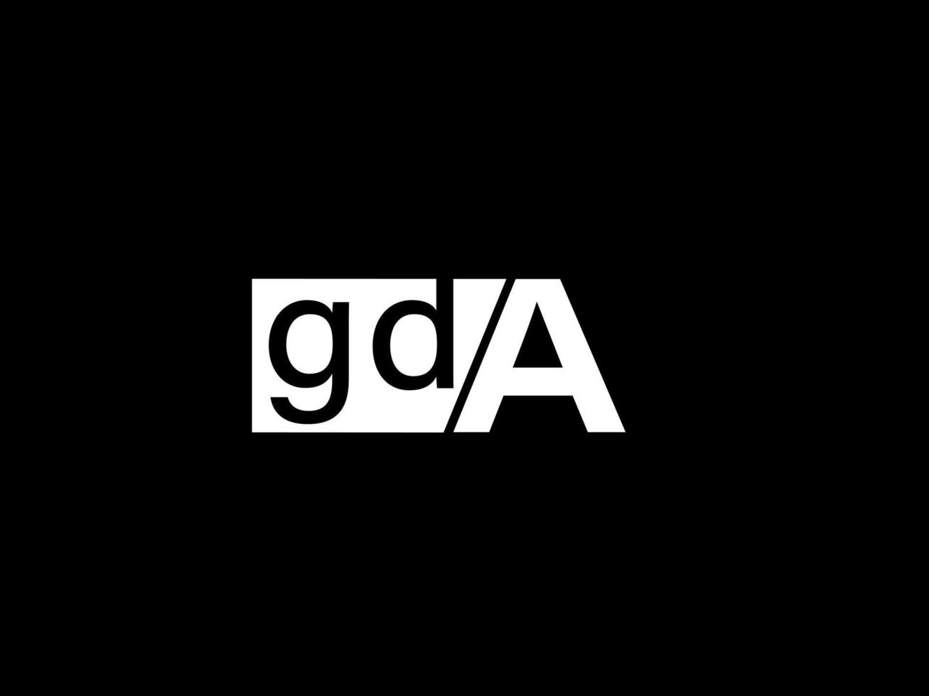 GDA-Logo und Grafikdesign Vektorgrafiken, Symbole isoliert auf schwarzem Hintergrund vektor