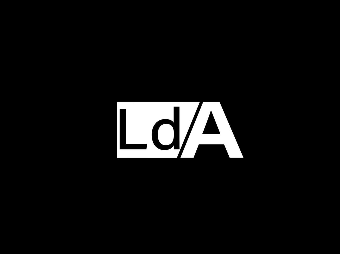 LDA-Logo und Grafikdesign Vektorgrafiken, Symbole isoliert auf schwarzem Hintergrund vektor