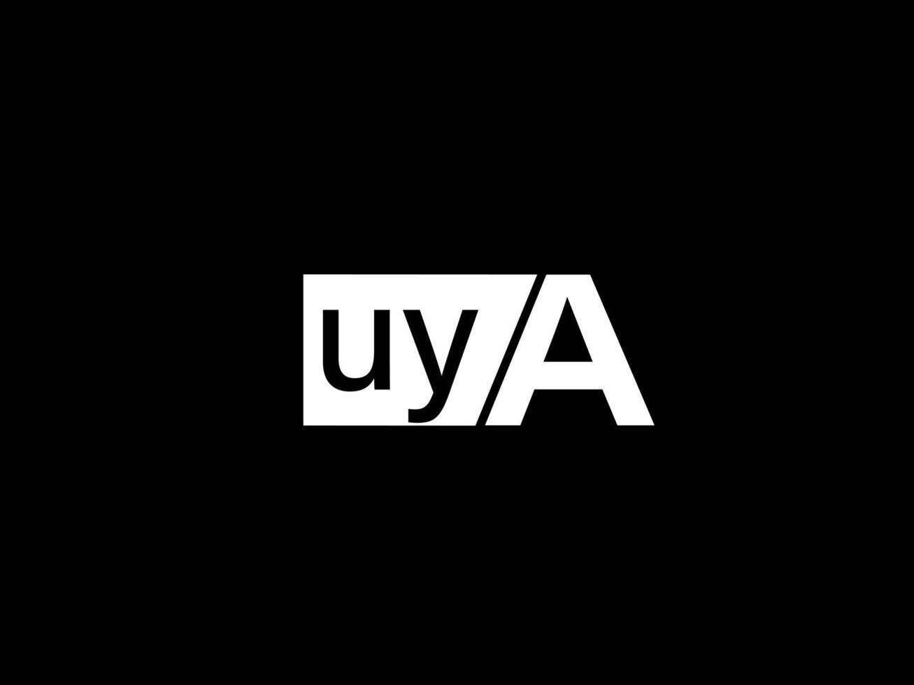 Uya-Logo und Grafikdesign Vektorgrafiken, Symbole isoliert auf schwarzem Hintergrund vektor
