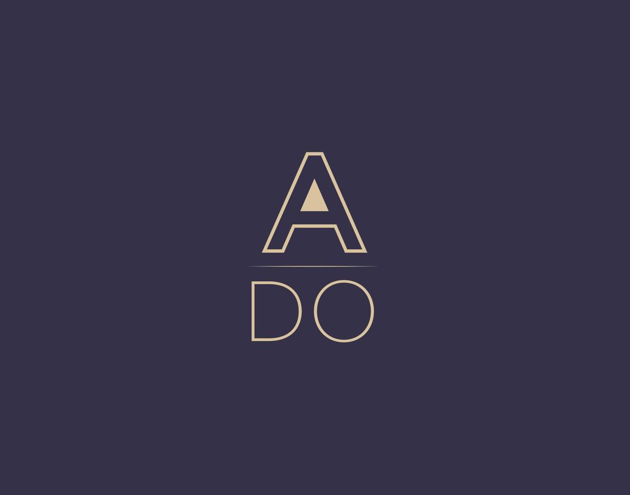 Ado Letter Logo Design moderne minimalistische Vektorgrafiken vektor