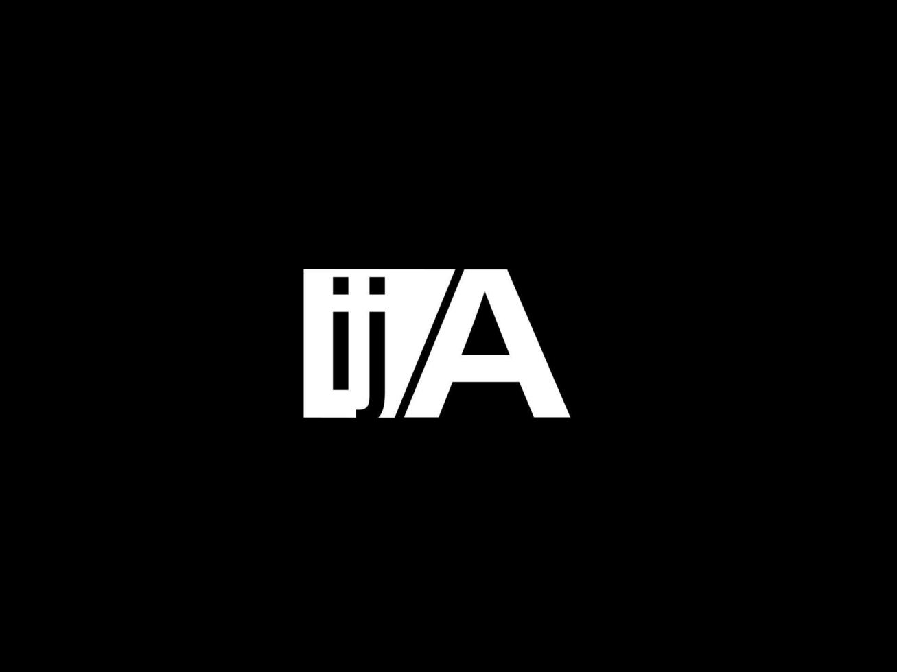 ija-Logo und Grafikdesign Vektorgrafiken, Symbole isoliert auf schwarzem Hintergrund vektor