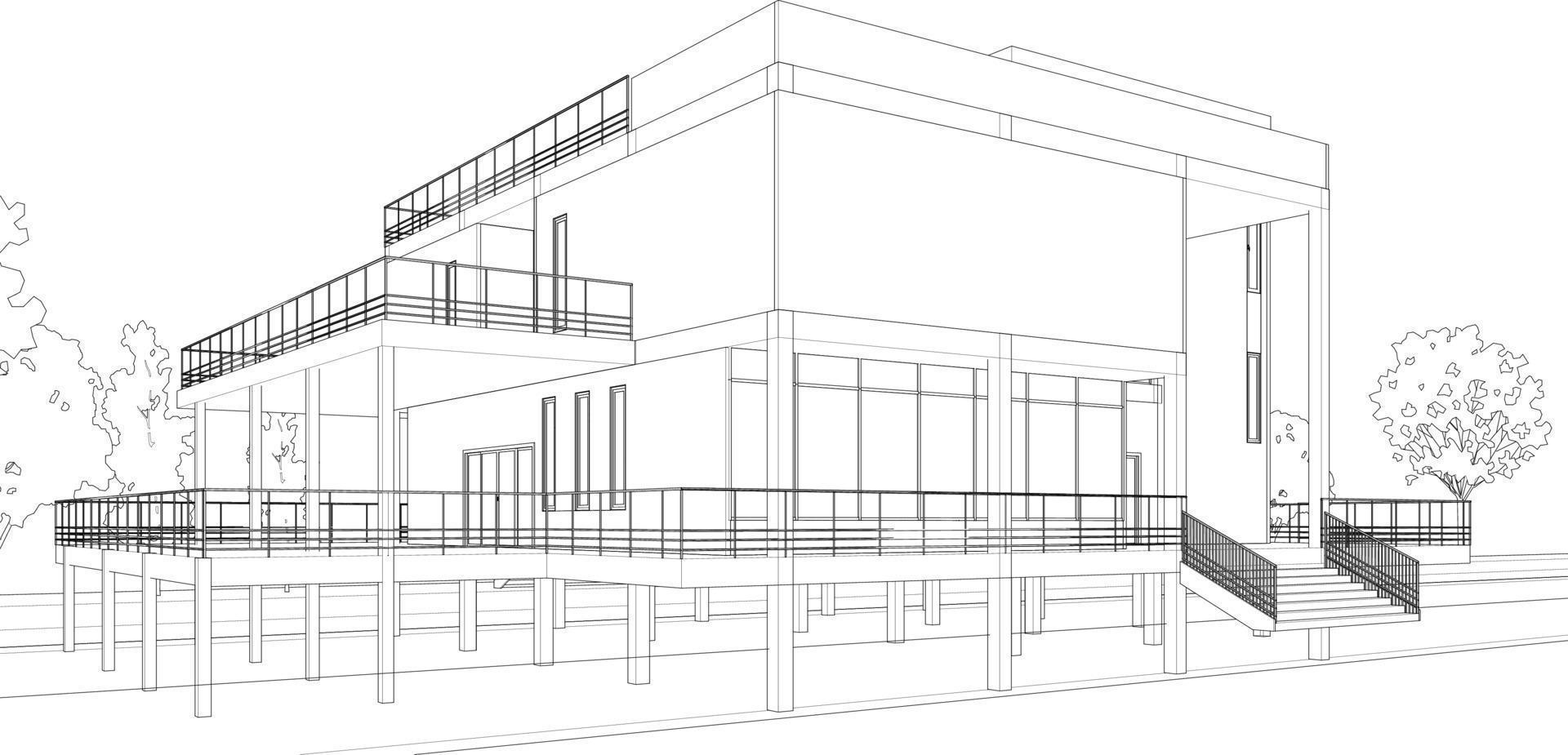 3d illustration av byggnad projekt vektor