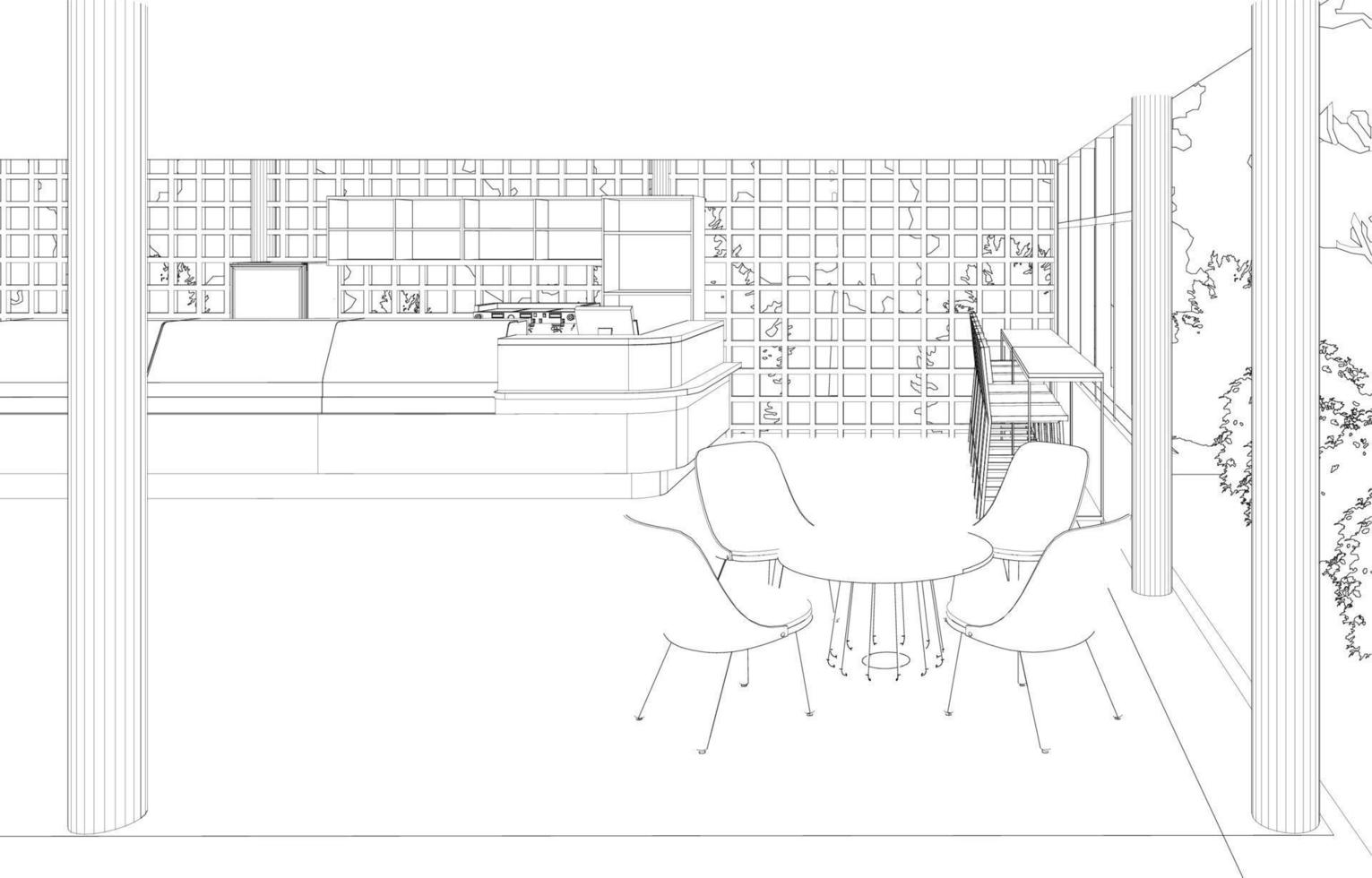 3d illustration av kaffe affär vektor