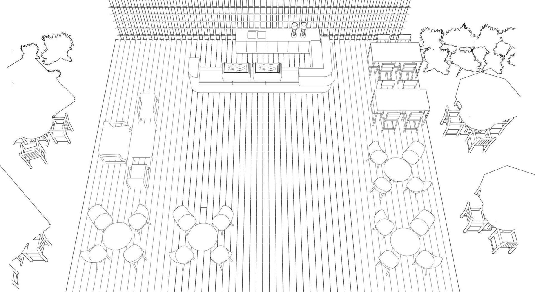 3D-Darstellung des Cafés vektor