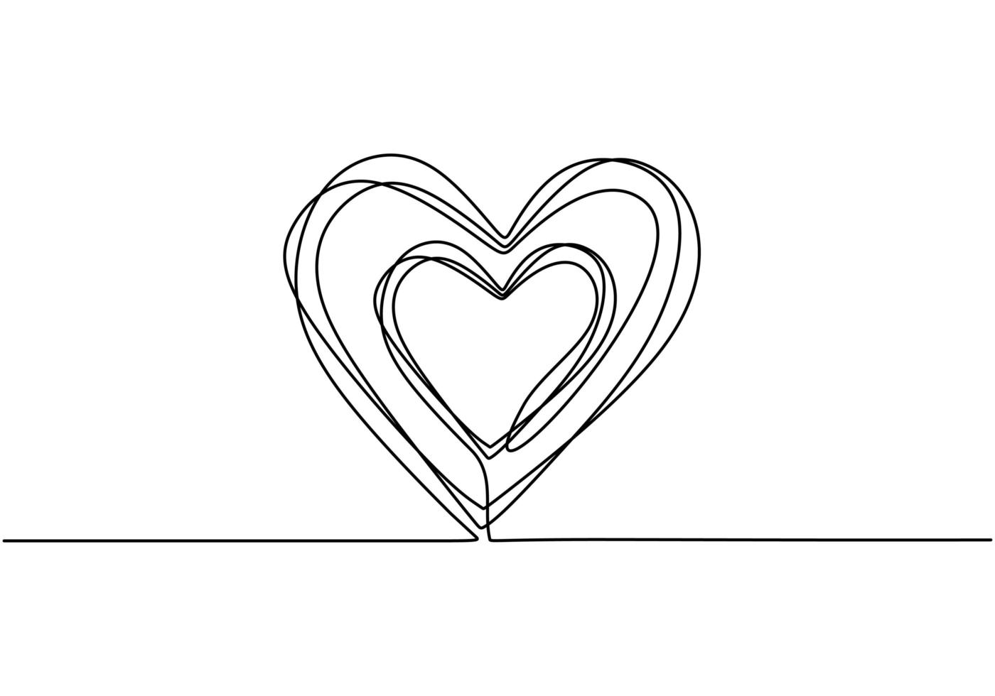 Herz kritzeln Zeichnung. kontinuierliche eine Linie, handgezeichnete Skizzenvektorillustration. Minimalismus Design für Banner, Hintergrund und Poster. Romantik- und Liebessymbole. vektor