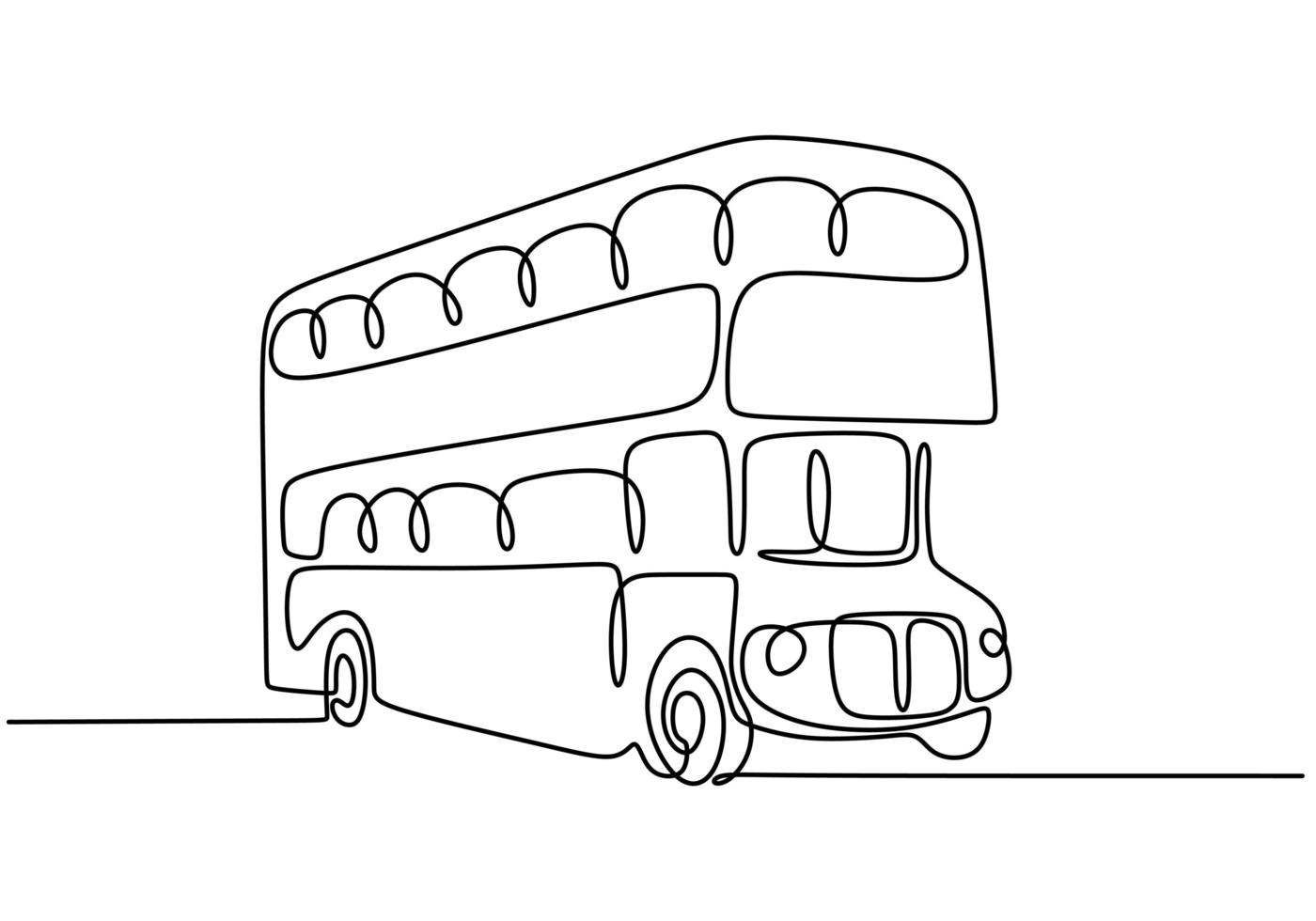 Bus eine Strichzeichnung. öffentliche Verkehrsmittel für den Personenverkehr. kontinuierliche einzelne Hand gezeichnete Skizze lineart, Minimalismus-Stil. vektor