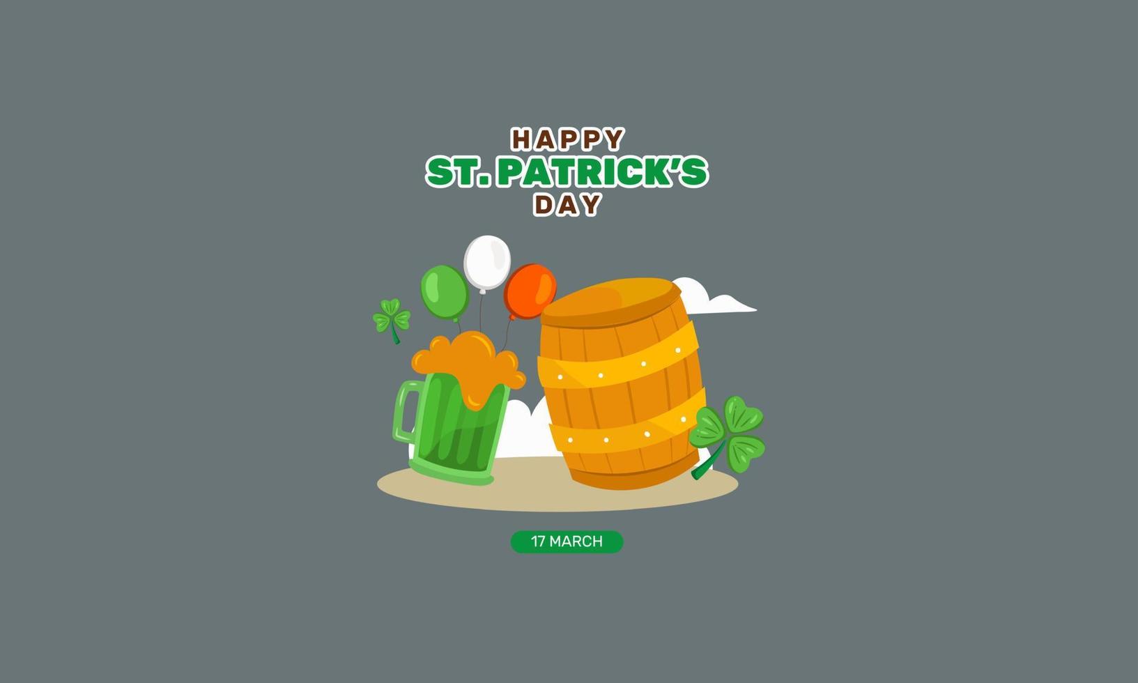 Lycklig st patrick dag baner mall vektor platt design