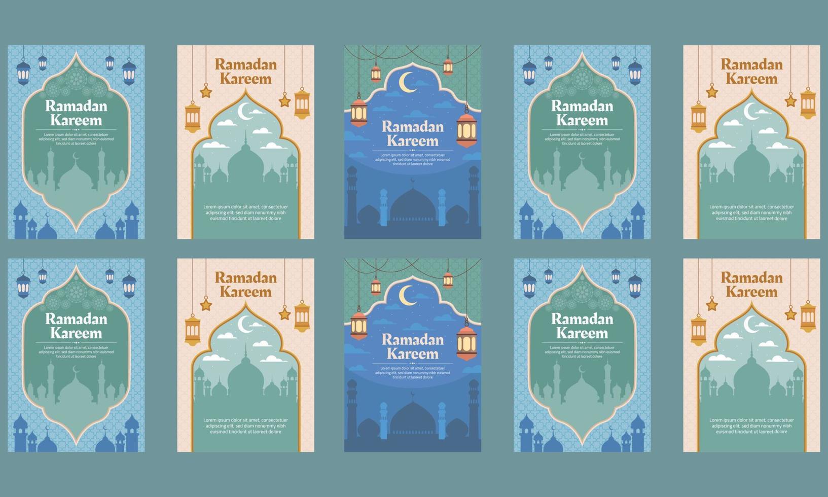 ramadan kareem feier 2023 media soziale geschichten vorlagendesign vektor