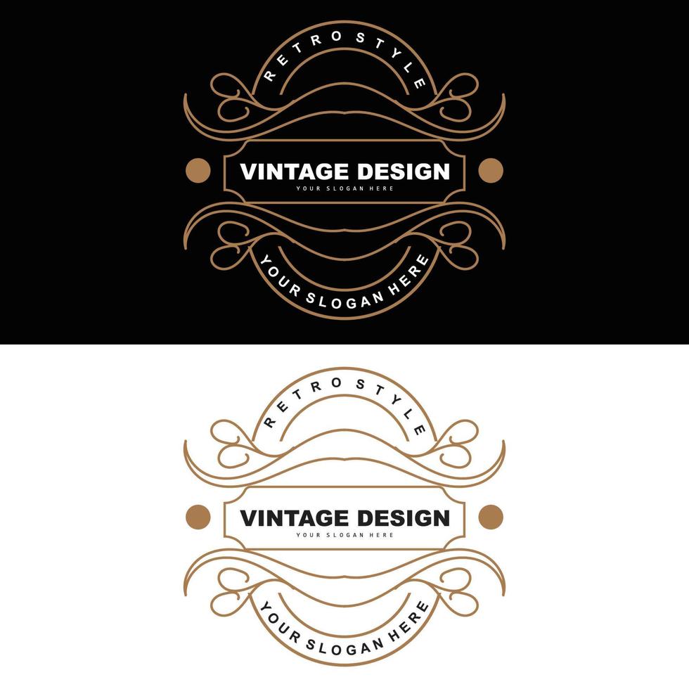 Retro-Vintage-Design, luxuriöses minimalistisches Vektor-Ornament-Logo, mit Mandala- und Batik-Stil, Produktmarkenillustration, Einladung, Banner, Mode vektor