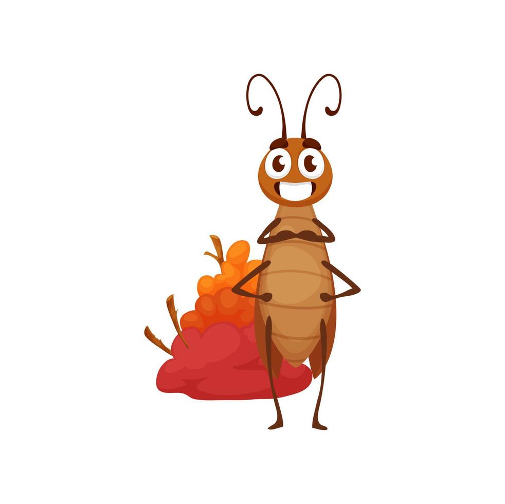 karikaturkakerlakenfigur mit süßem gesicht, käfer vektor