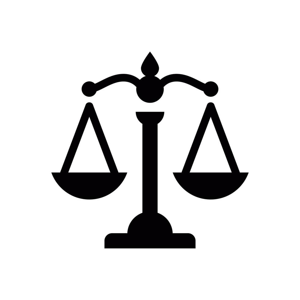 Skala des Gerechtigkeitssymbol-Vektorlogos auf weißem Hintergrund vektor