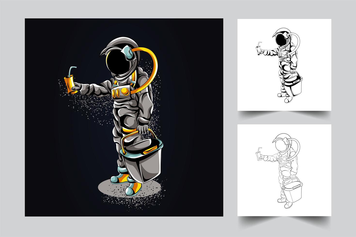 astronaut shoppar konstverk illustration vektor