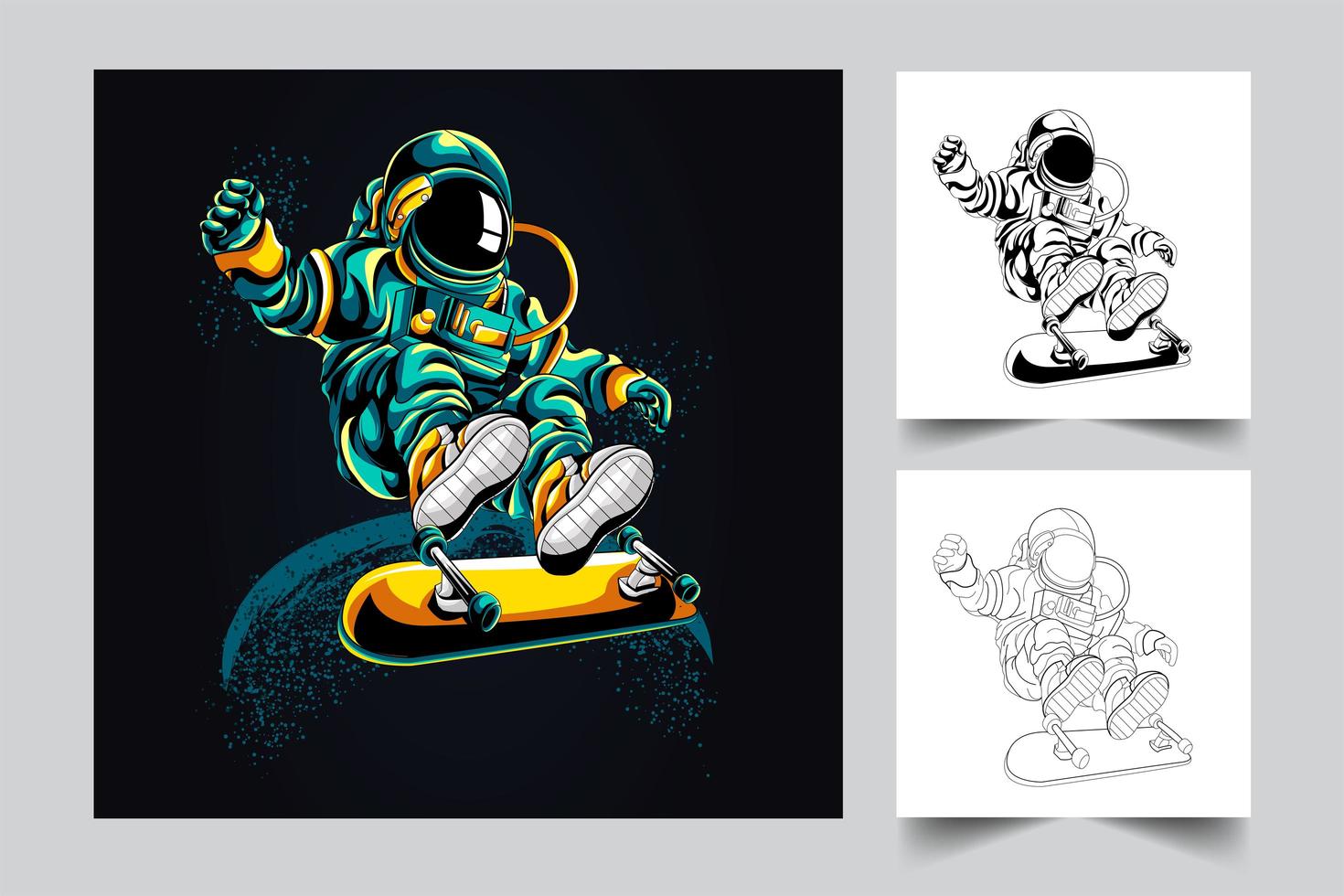 Astronauten-Skateboard-Grafikillustration vektor