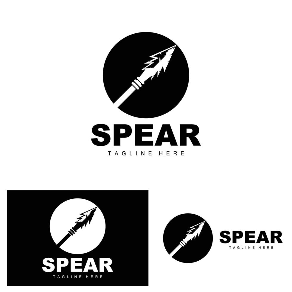 Speer-Logo, Langstrecken-Wurfwaffenziel-Icon-Design, Produkt- und Firmenmarken-Icon-Illustration vektor