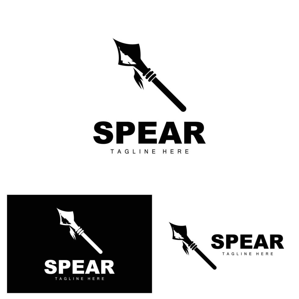 Speer-Logo, Langstrecken-Wurfwaffenziel-Icon-Design, Produkt- und Firmenmarken-Icon-Illustration vektor