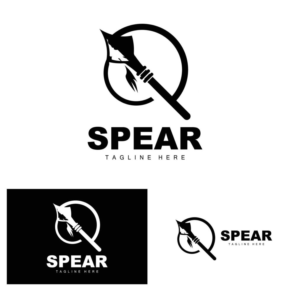 Speer-Logo, Langstrecken-Wurfwaffenziel-Icon-Design, Produkt- und Firmenmarken-Icon-Illustration vektor