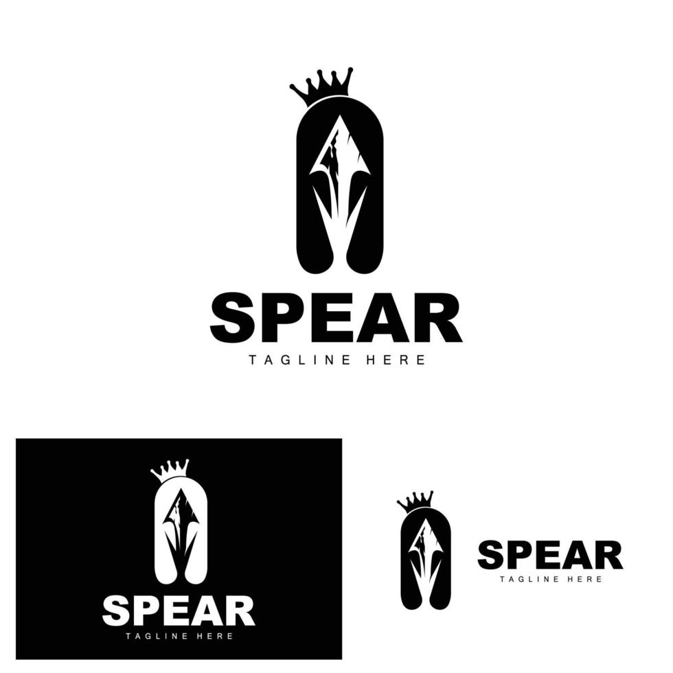 Speer-Logo, Langstrecken-Wurfwaffenziel-Icon-Design, Produkt- und Firmenmarken-Icon-Illustration vektor