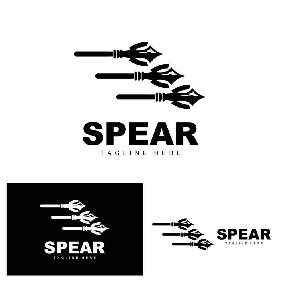 Speer-Logo, Langstrecken-Wurfwaffenziel-Icon-Design, Produkt- und Firmenmarken-Icon-Illustration vektor